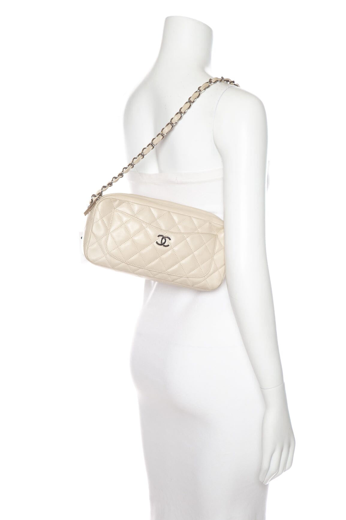 Chanel Cream Quilted Leather Interlocking CC Camera Shoulder Bag