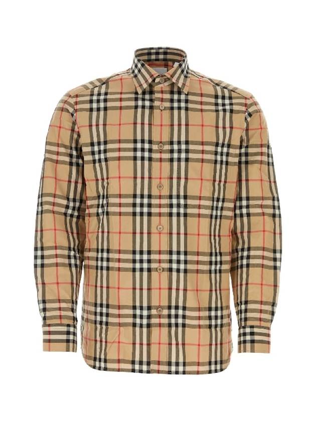 Burberry Check Cotton Long Sleeve Shirt Beige