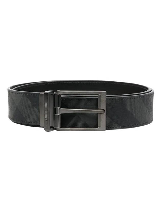 Burberry Plaid Motif Leather Belt Grey