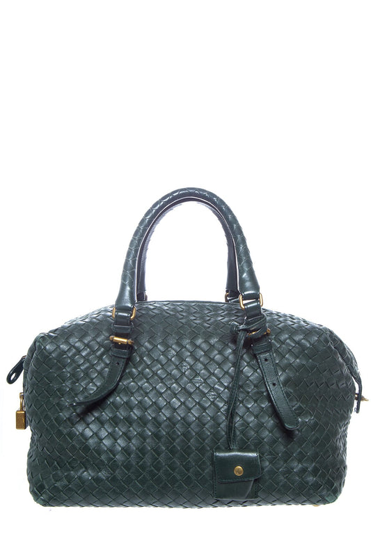 Bottega Veneta Green Woven Top Handle Handbag