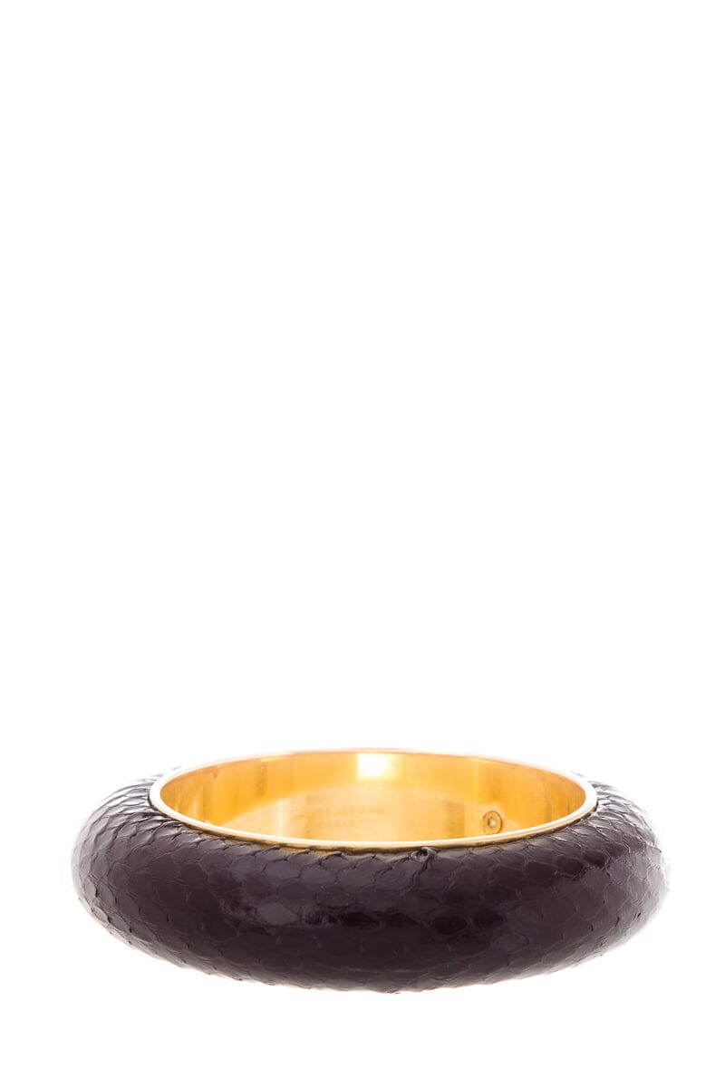 Saint Laurent Black Exotic & Gold Bangle Bracelet