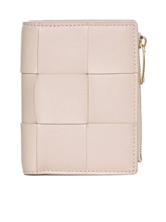 Bottega Veneta Cassette Zipper Bifold Half Wallet Light Pink
