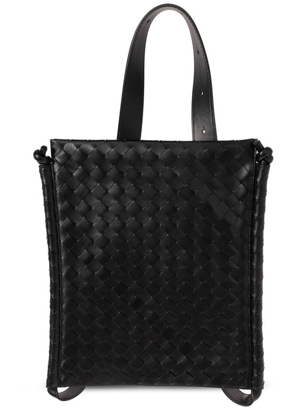 Bottega Veneta Intrecciato Flat Loop Large Leather Cross Bag Black