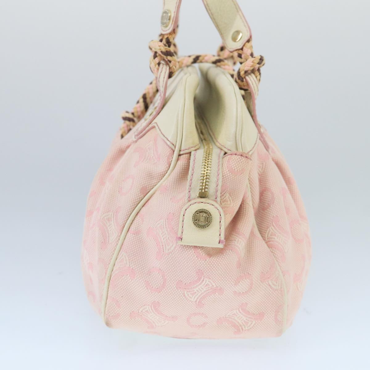 CELINE C Macadam Canvas Shoulder Bag Gold Pink  99491