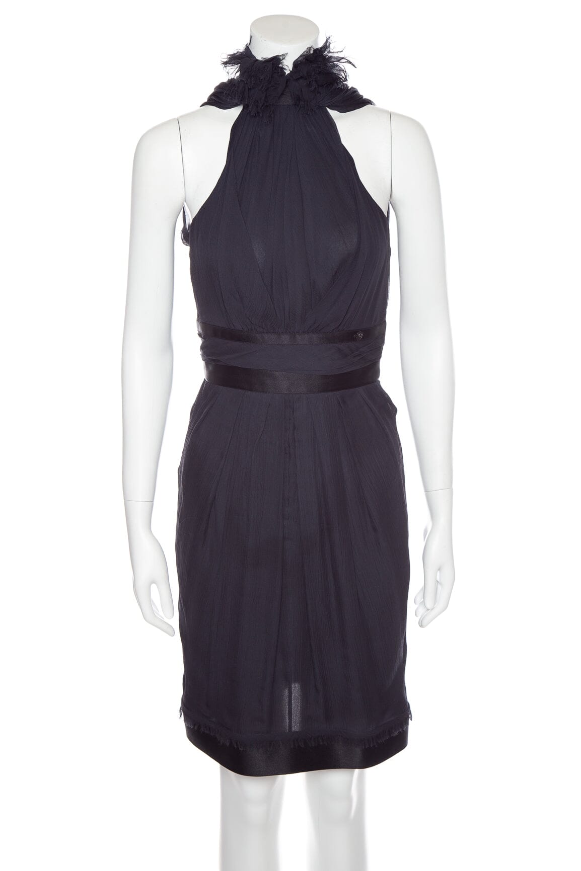 Chanel Black Silk Sleeveless Dress SZ 34