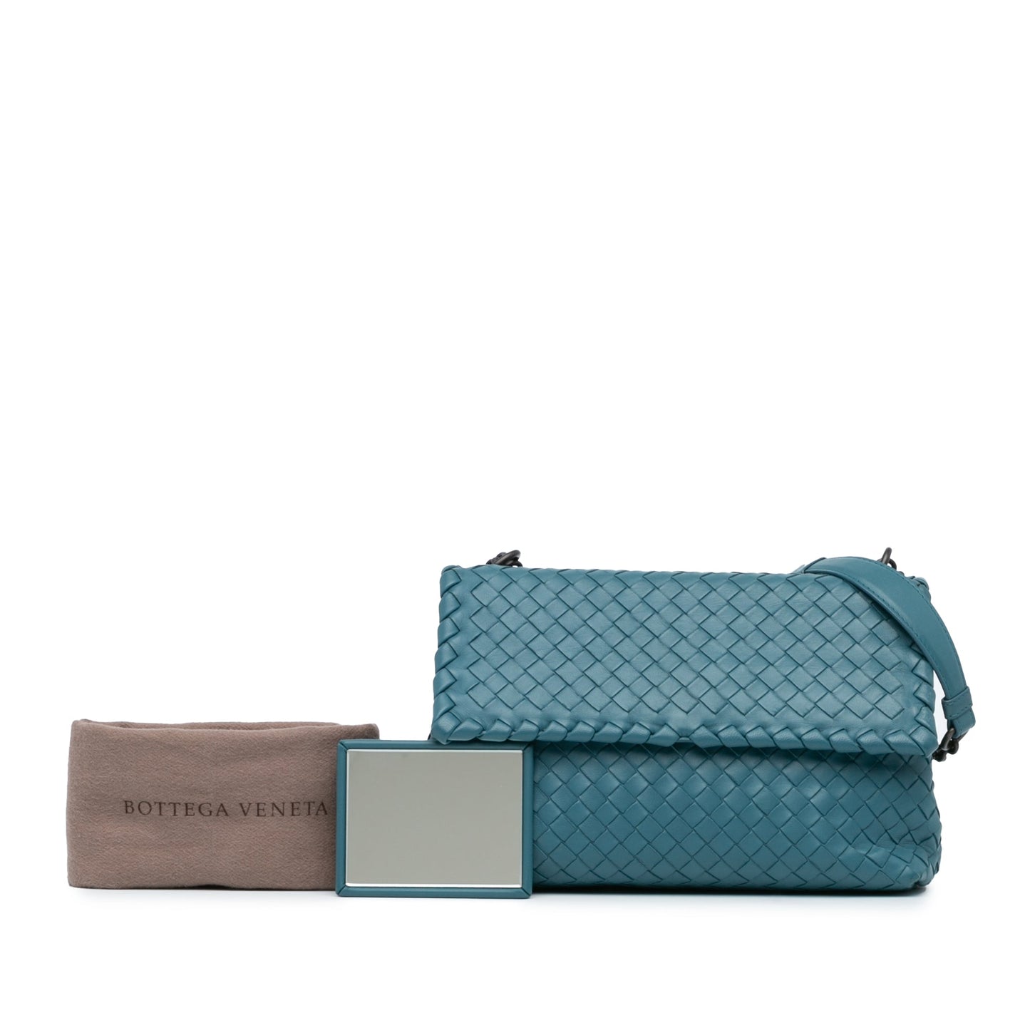 Blue Bottega Veneta Small Nappa Intrecciato Olympia Shoulder Bag