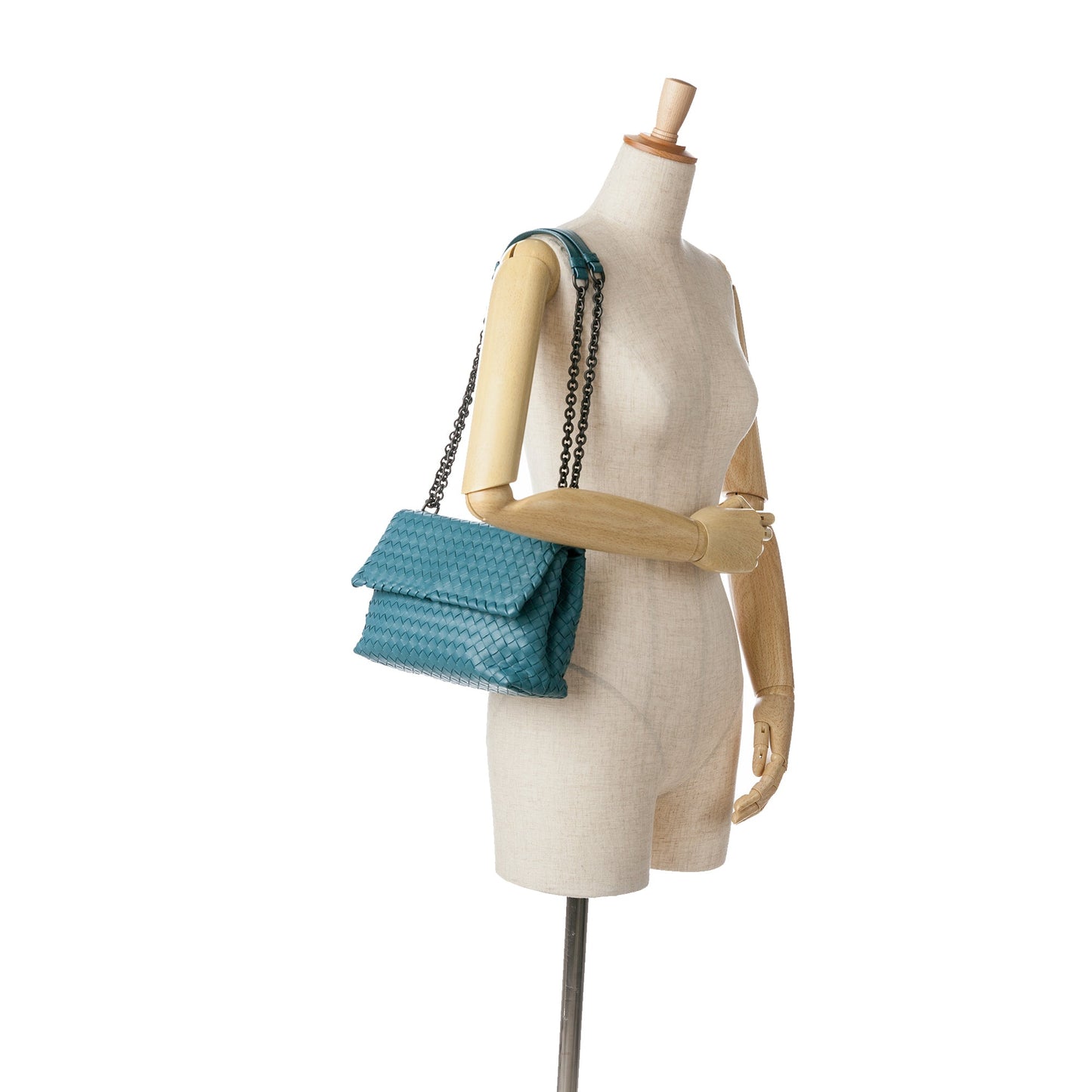 Blue Bottega Veneta Small Nappa Intrecciato Olympia Shoulder Bag