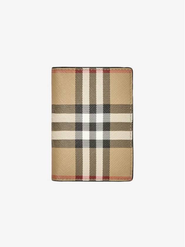Burberry Vintage Check Pattern Non-Fold Leather Card Wallet Archive Beige