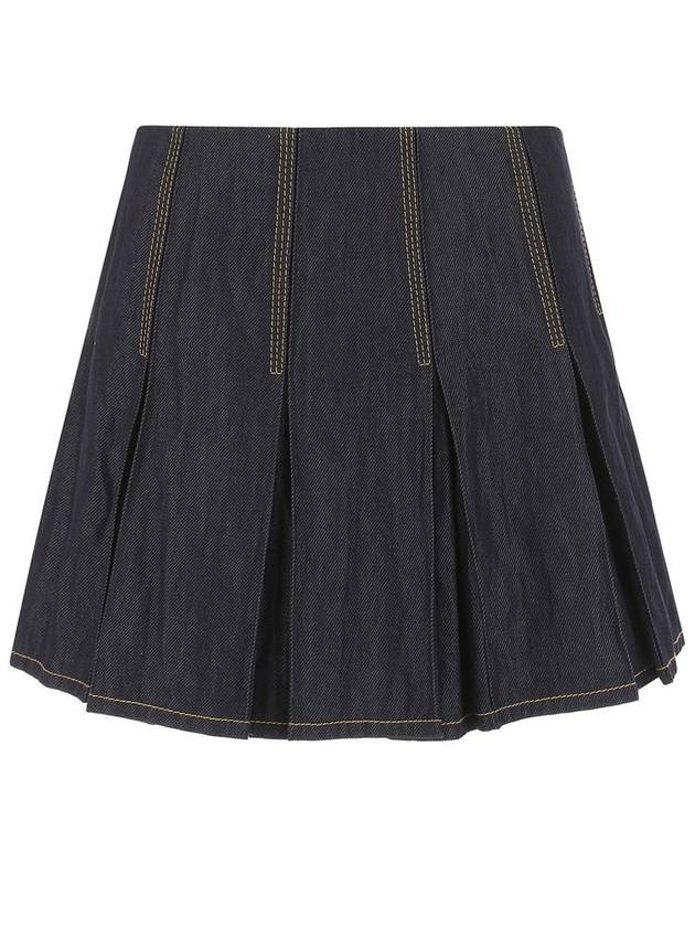 Bottega Veneta Stitched Denim Pleated Skirt
