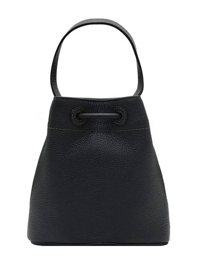 Burberry Mini Grainy Leather TB Bucket Bag Black