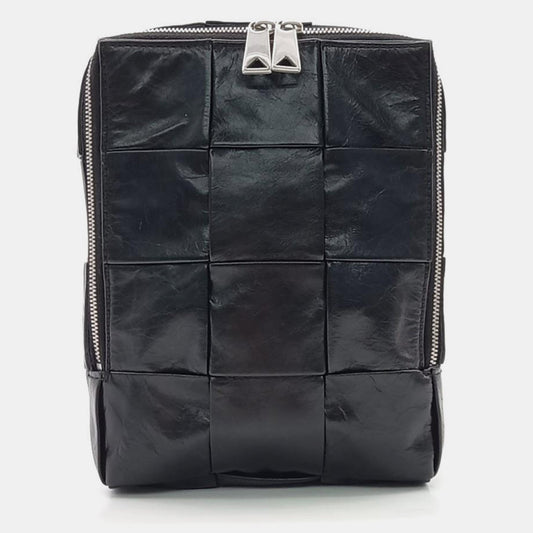 Bottega Veneta Black Leather Cassette Crossbody Bag