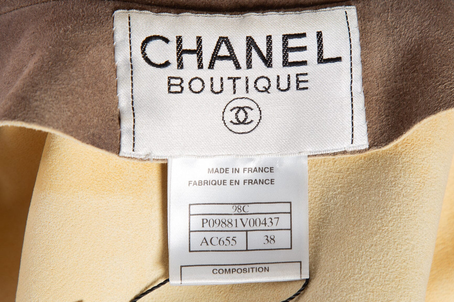 Chanel Brown Suede Deer Leather Jacket SZ 38