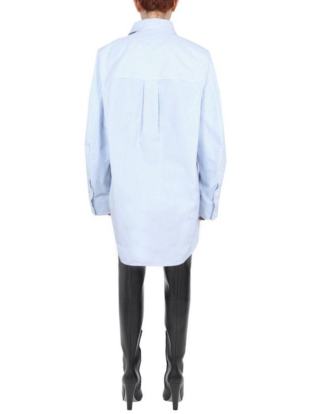 Bottega Veneta Women's Pinstripe Compact Cotton Shirt Pale Blue