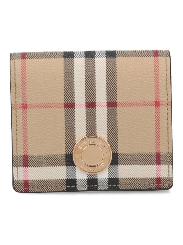 Burberry Engraved Logo Check Half Wallet Archive Beige