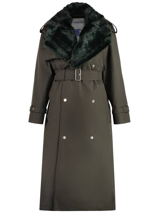 Burberry Long Kennington Shearling Trench Coat Otter