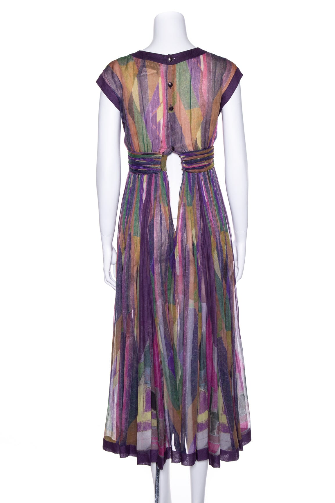 Chanel Purple & Multicolor Printed Sleeveless Dress SZ 34