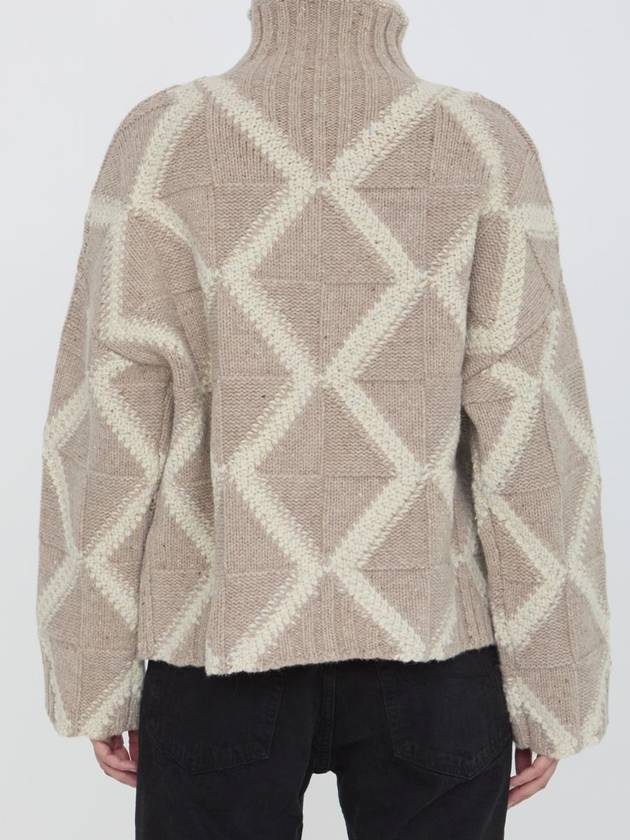 Bottega Veneta Argyle Intarsia Wool Turtleneck Desert Mel