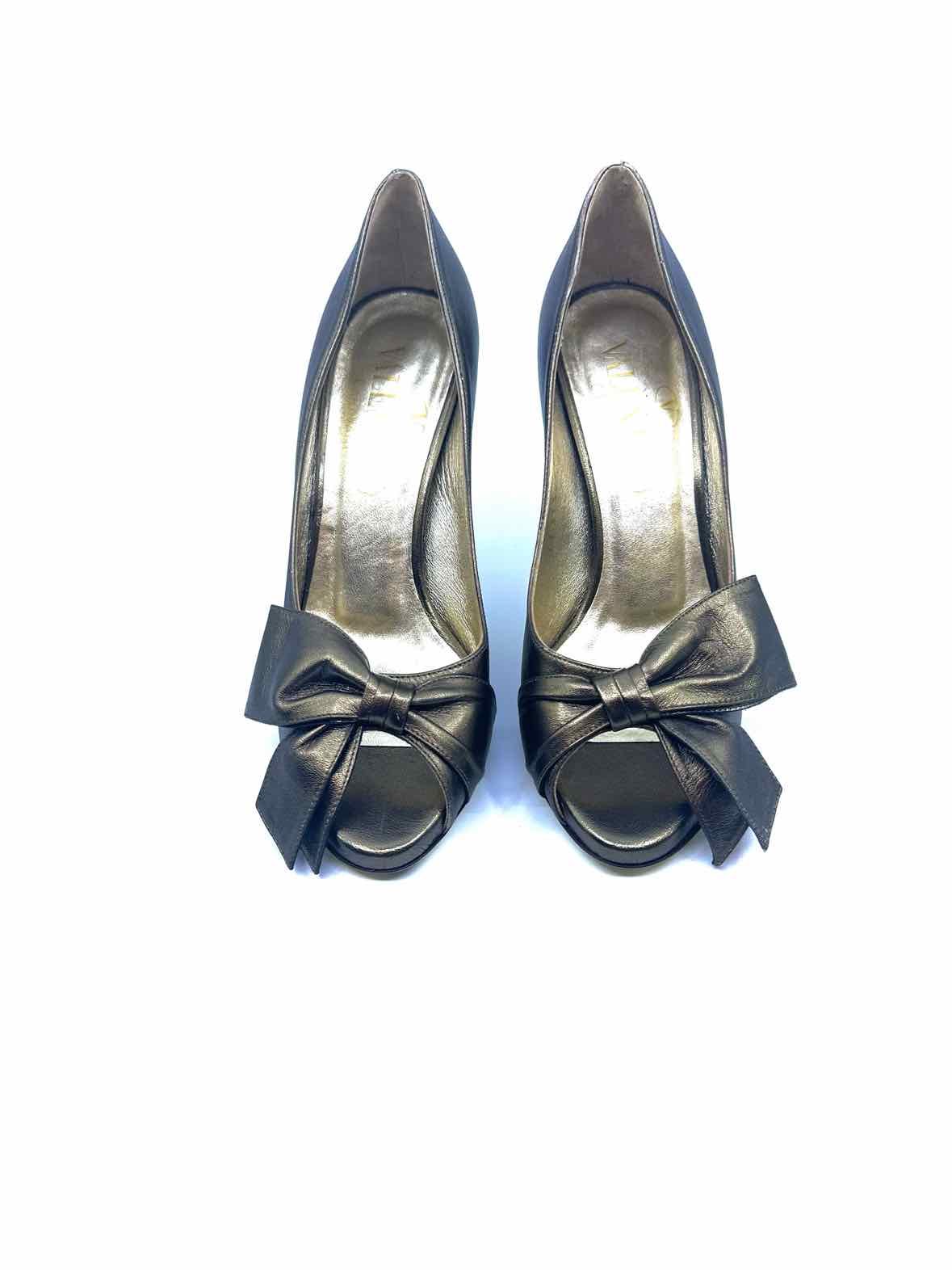 VALENTINO Size 6.5 Gunmetal Leather Solid Pumps