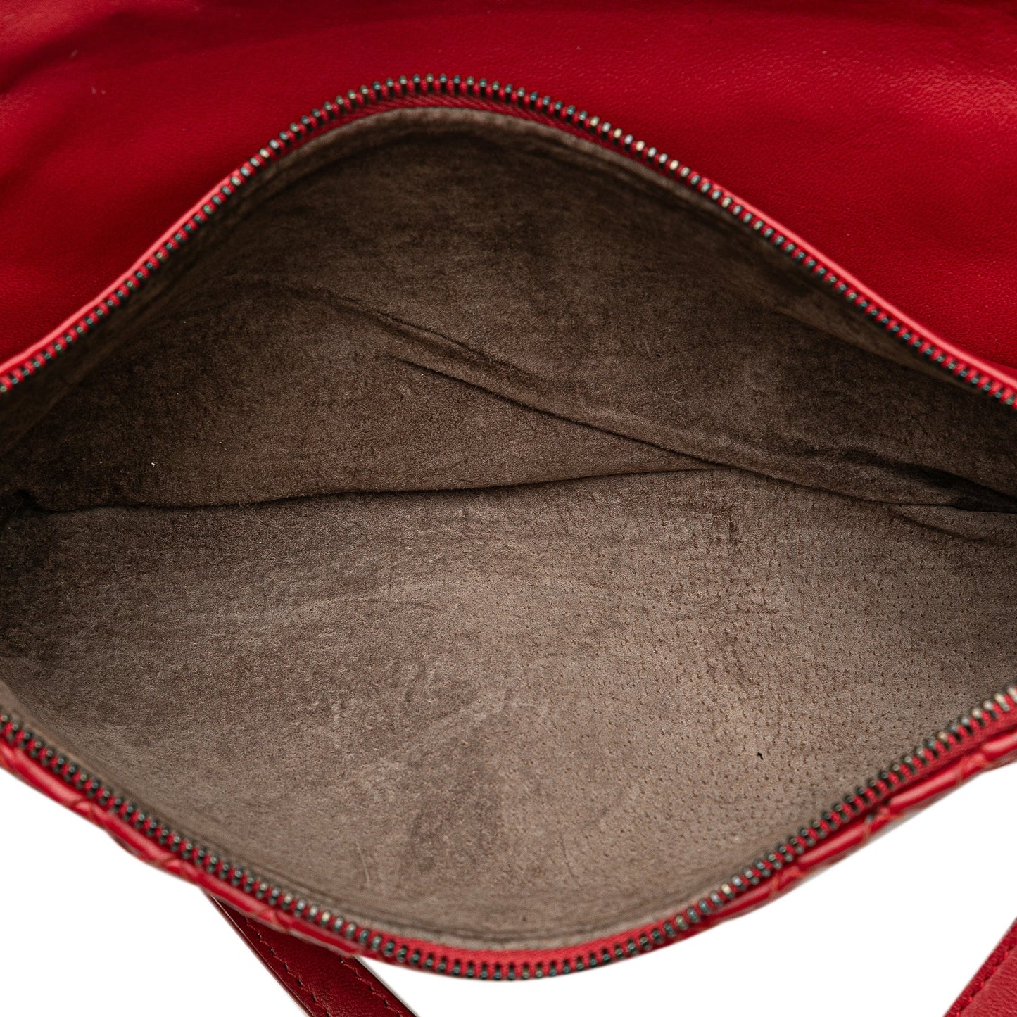Red Bottega Veneta Intrecciato Triple Zip Shoulder Bag