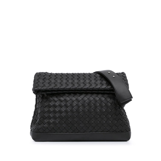 Bottega Veneta Sac Nappa Intrecciato Fold Over Flap Crossbody