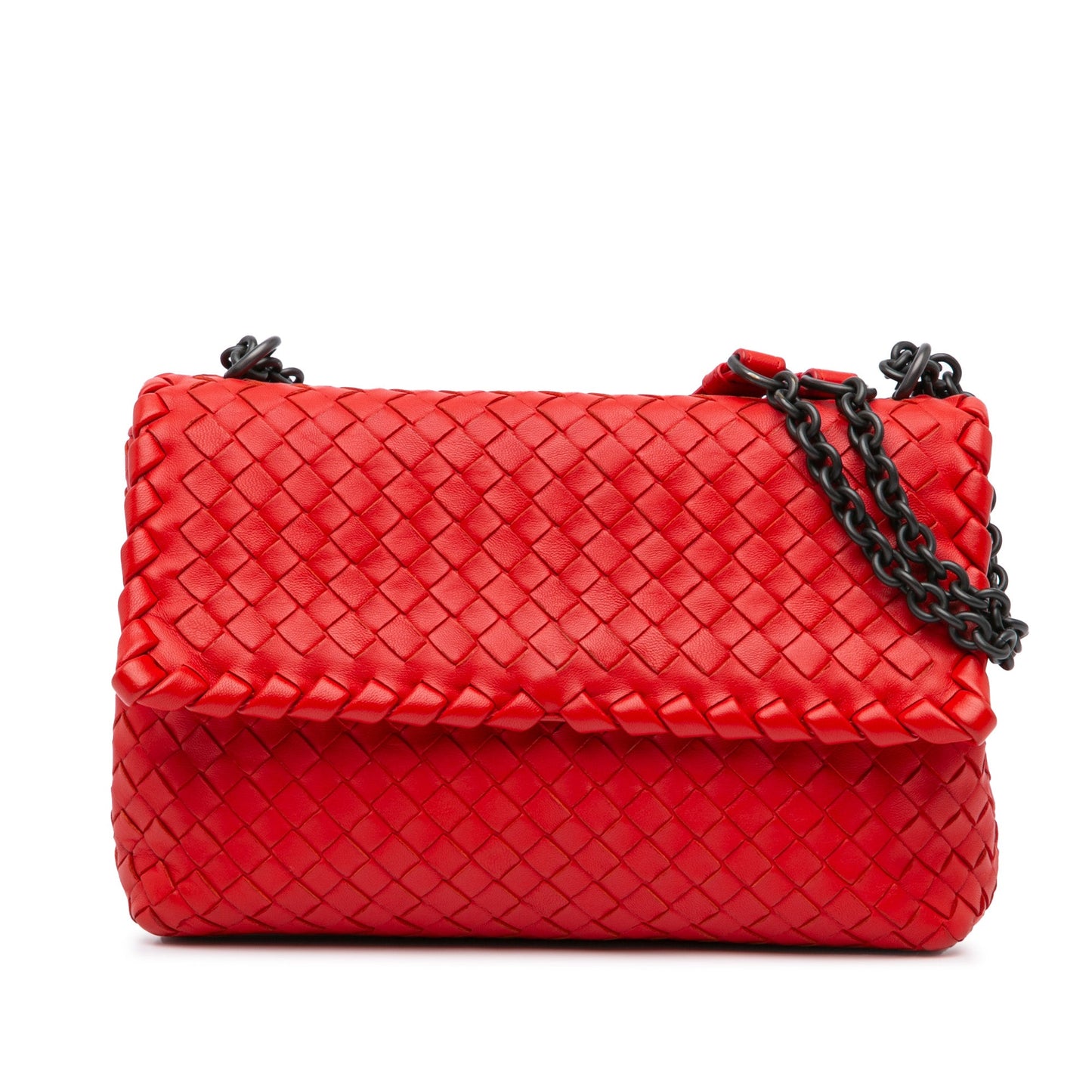 Red Bottega Veneta Small Nappa Intrecciato Olimpia Shoulder Bag
