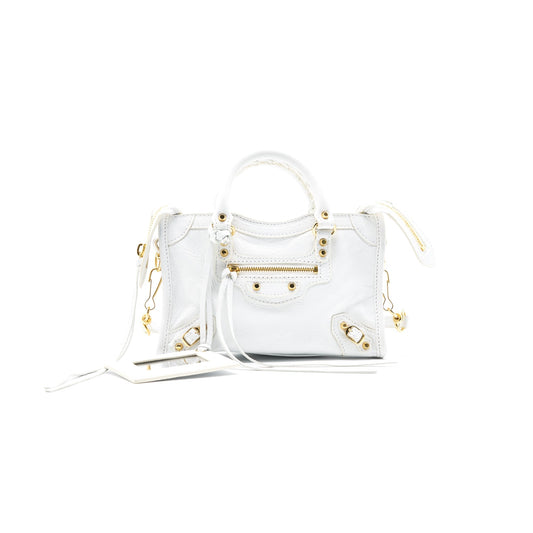 Balenciaga Nano City Bag white with GHW