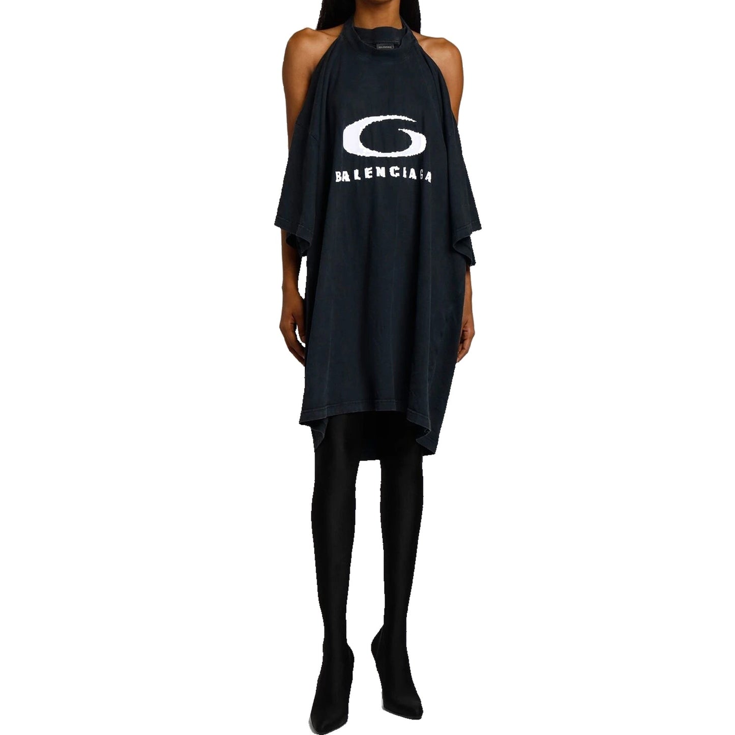 BALENCIAGA Icon Print T-shirt Dress with Open Back