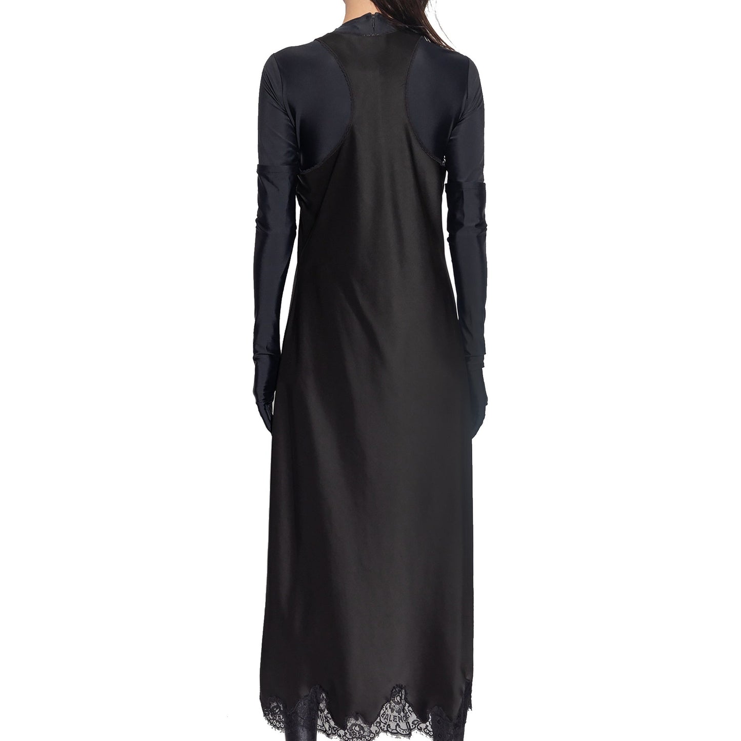 BALENCIAGA Satin Strappy Midi Dress