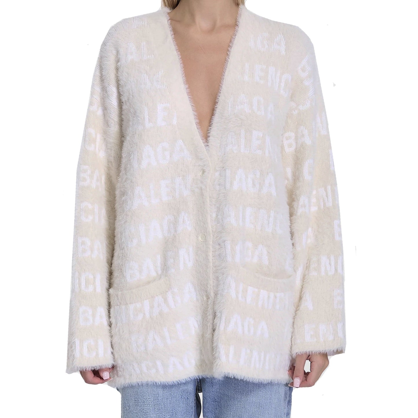 BALENCIAGA Wool Blend Jacquard Cardigan for Women