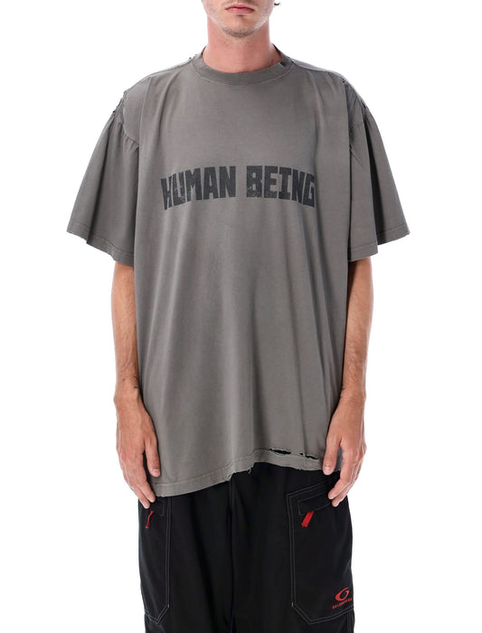 BALENCIAGA Asymmetrical Human Being Shifted T-Shirt