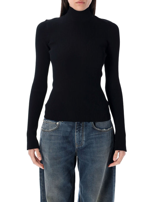 BALENCIAGA Lace-up Fitted Turtleneck Top - Size S