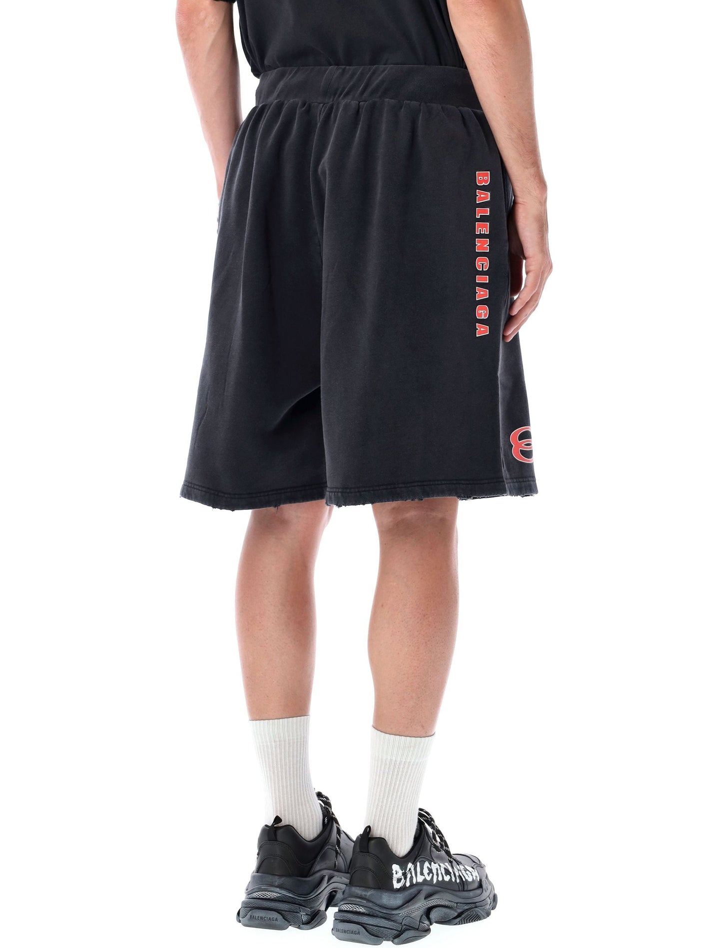 BALENCIAGA Logo Print Sweatshorts - Loose Fit (Large)