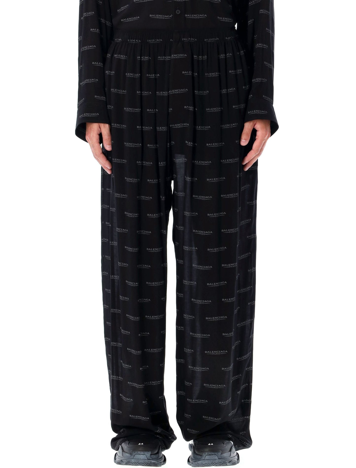 BALENCIAGA Logo Pyjama Pants - Wide Leg, Size 50