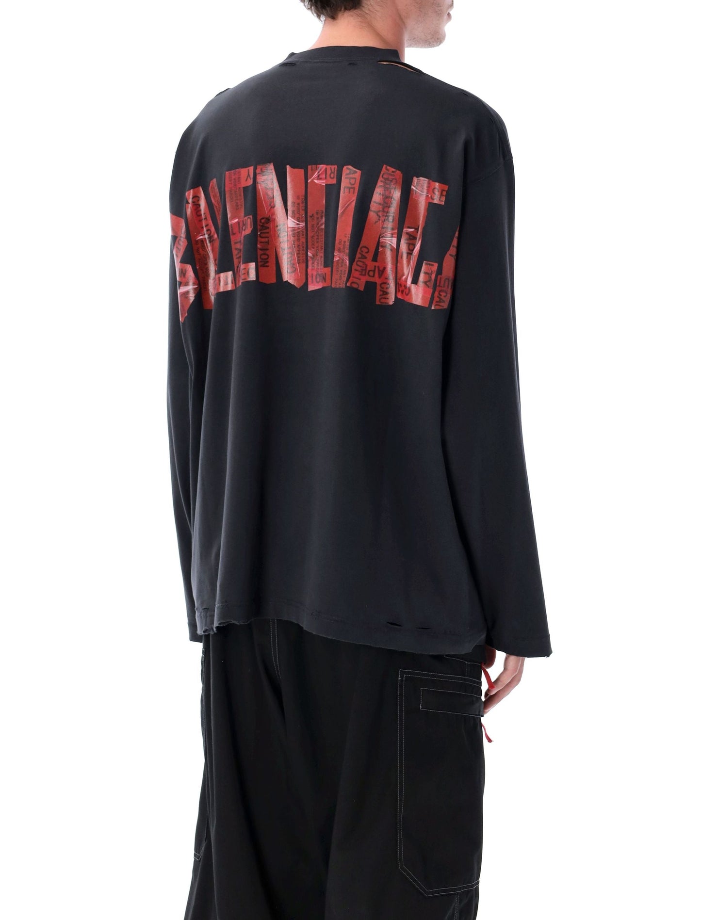 BALENCIAGA Oversized Security Tape Logo T-Shirt - Size 2
