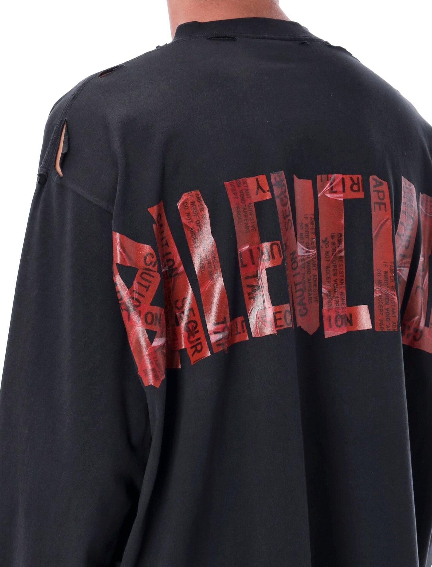 BALENCIAGA Oversized Security Tape Logo T-Shirt - Size 2