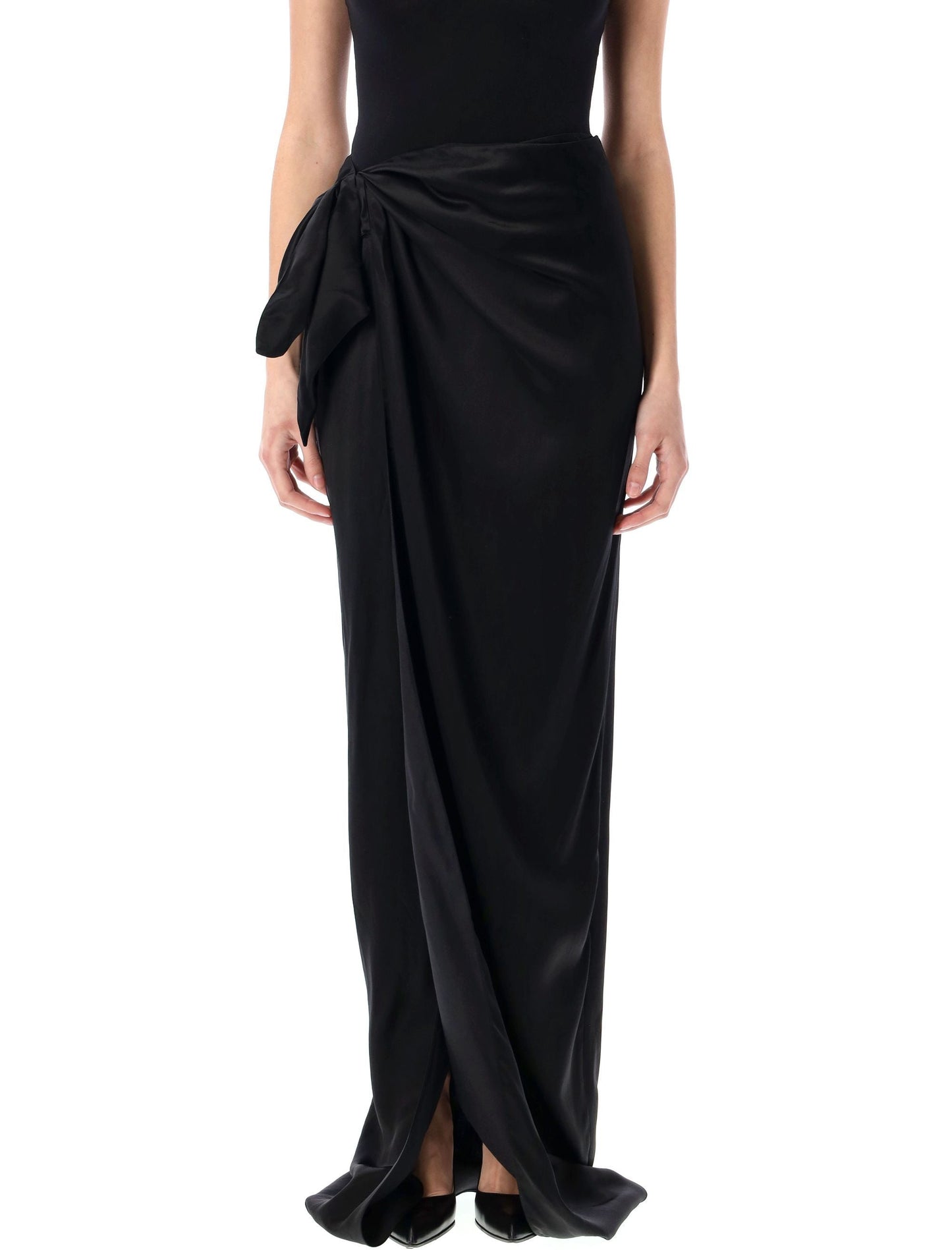 BALENCIAGA Elegant Floor-Length Wrap Skirt with Knot Detail