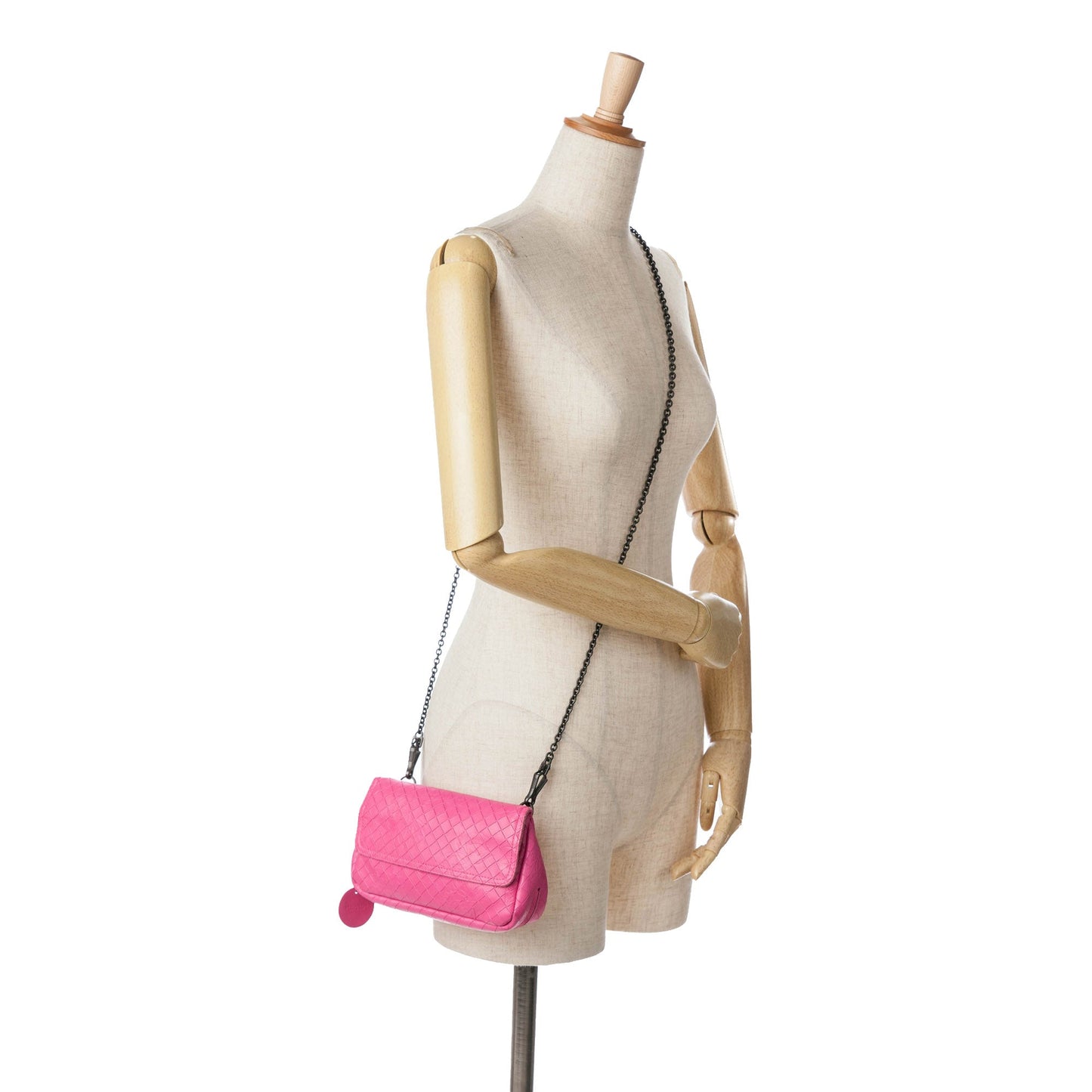 Bottega Veneta Sac Leather Intrecciomirage Butterfly Chain Flap