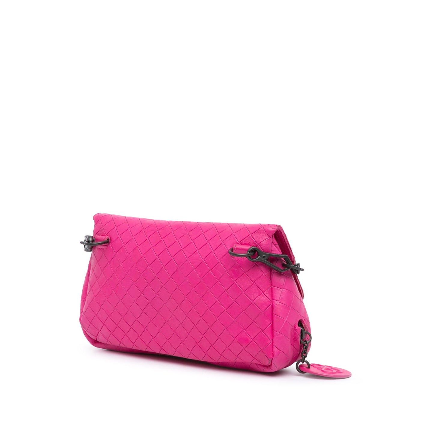 Pink Bottega Veneta Leather Intrecciomirage Butterfly Chain Flap Crossbody Bag