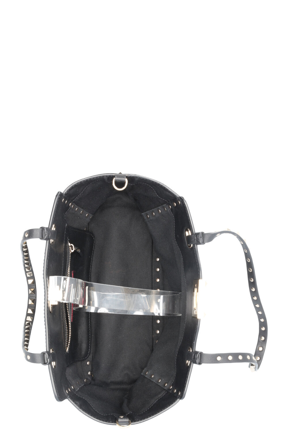 VALENTINO Small Rockstud Tote Bag Leather Black