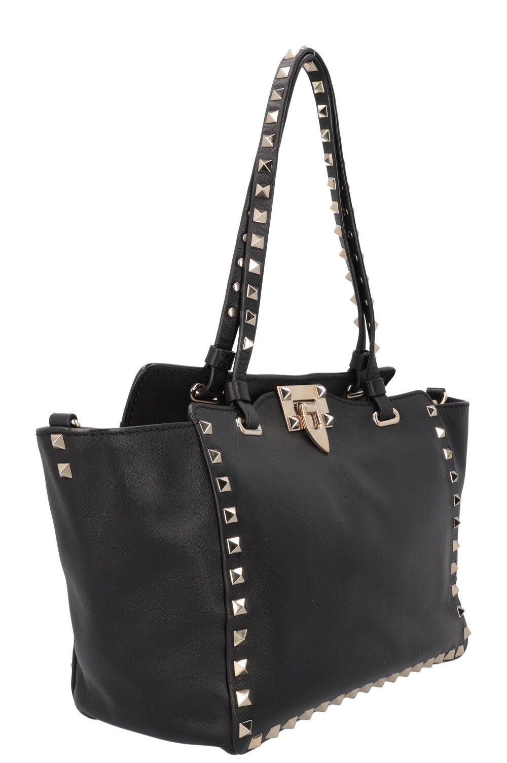 VALENTINO Small Rockstud Tote Bag Leather Black