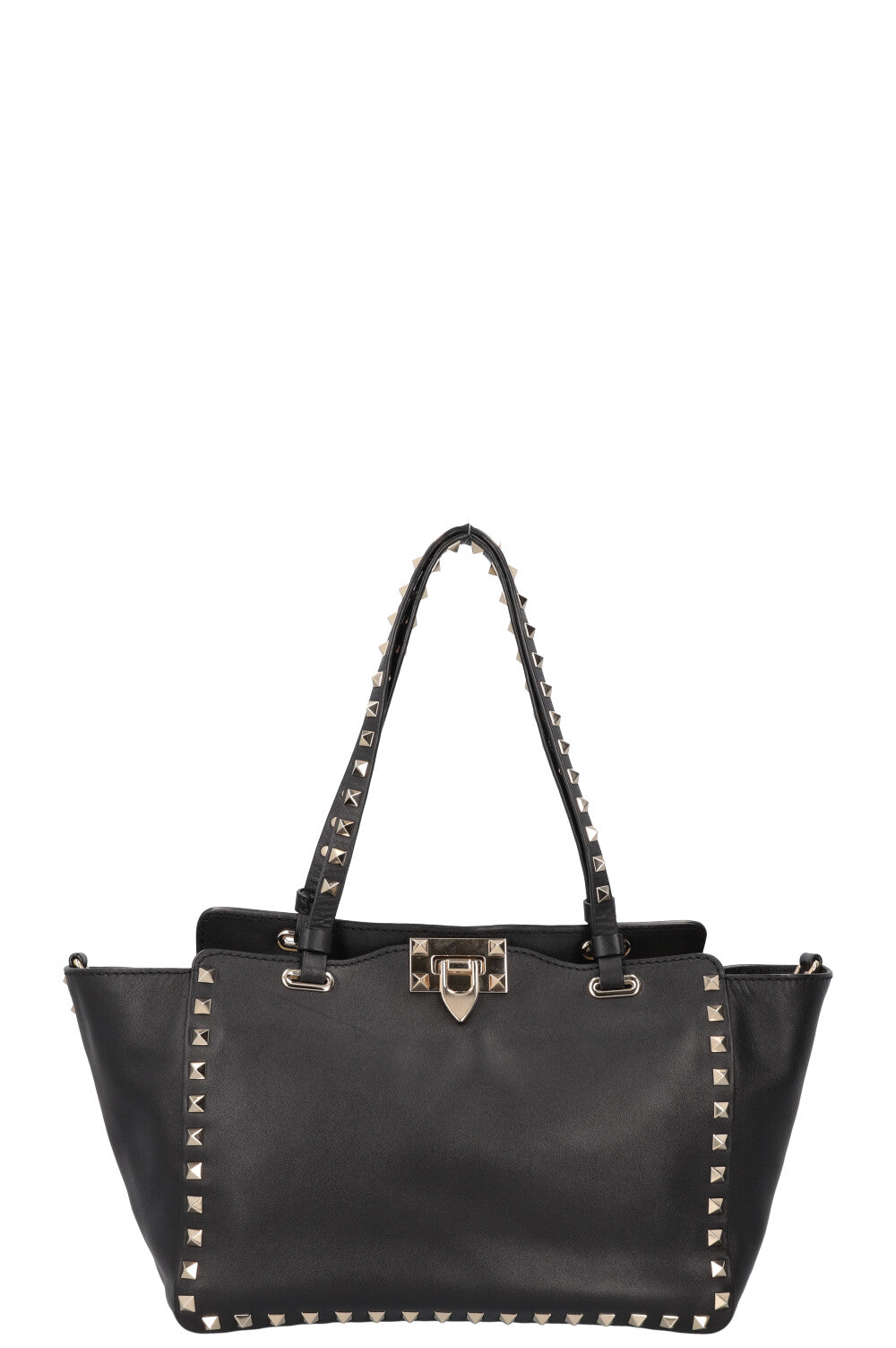VALENTINO Small Rockstud Tote Bag Leather Black