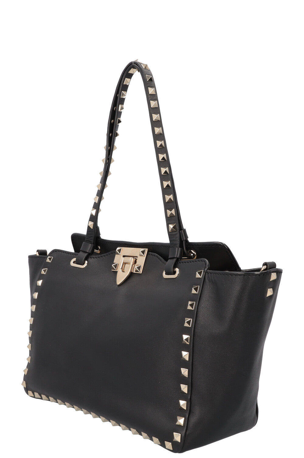 VALENTINO Small Rockstud Tote Bag Leather Black