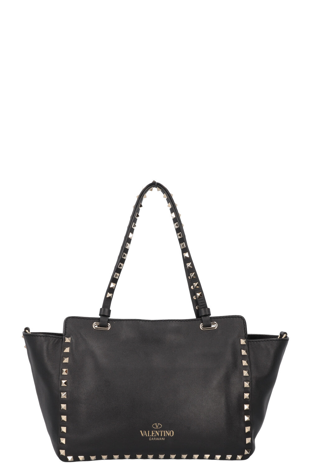 VALENTINO Small Rockstud Tote Bag Leather Black