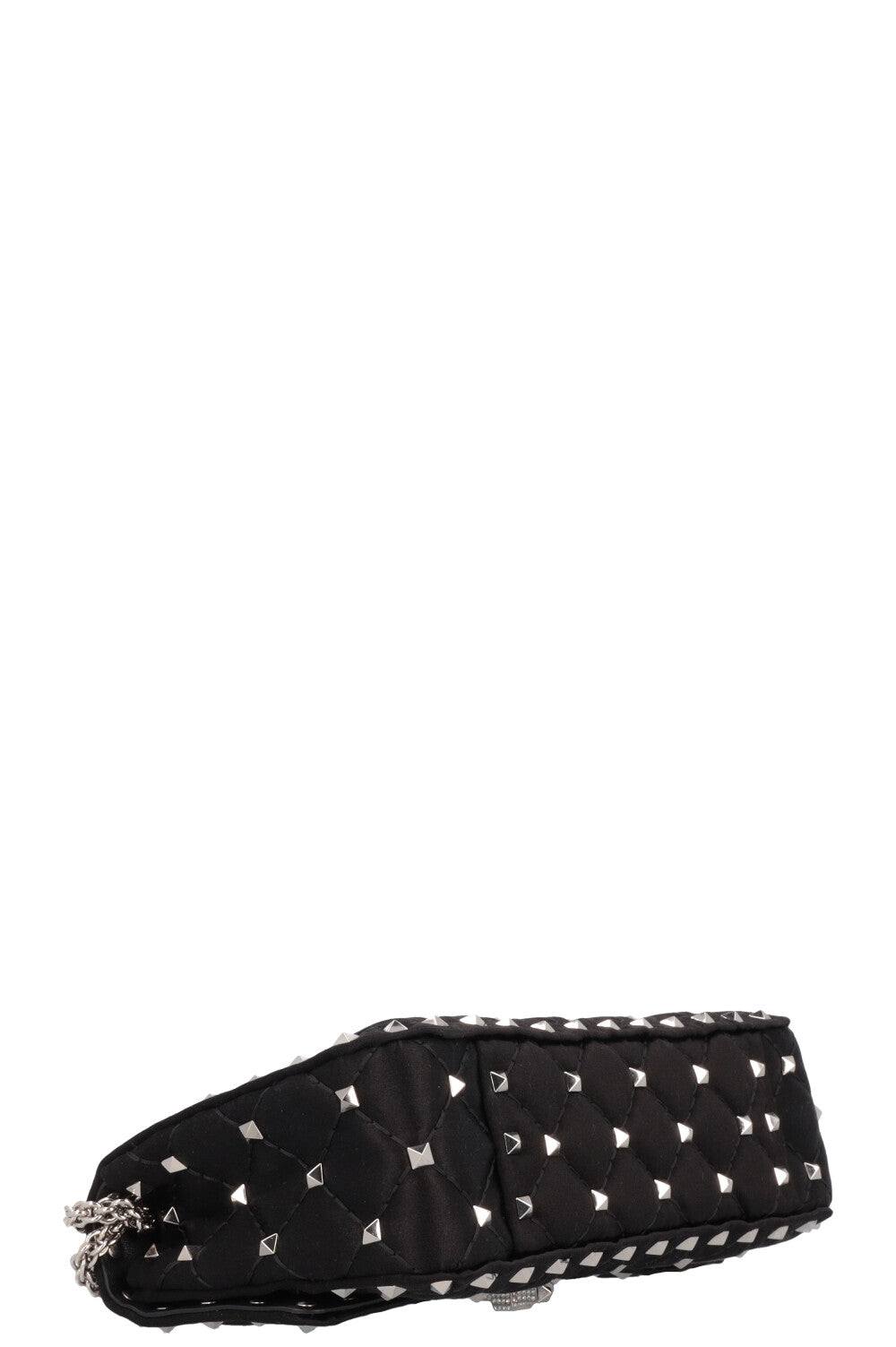 VALENTINO Small Rockstud Spike Bag Silk Crystals Black