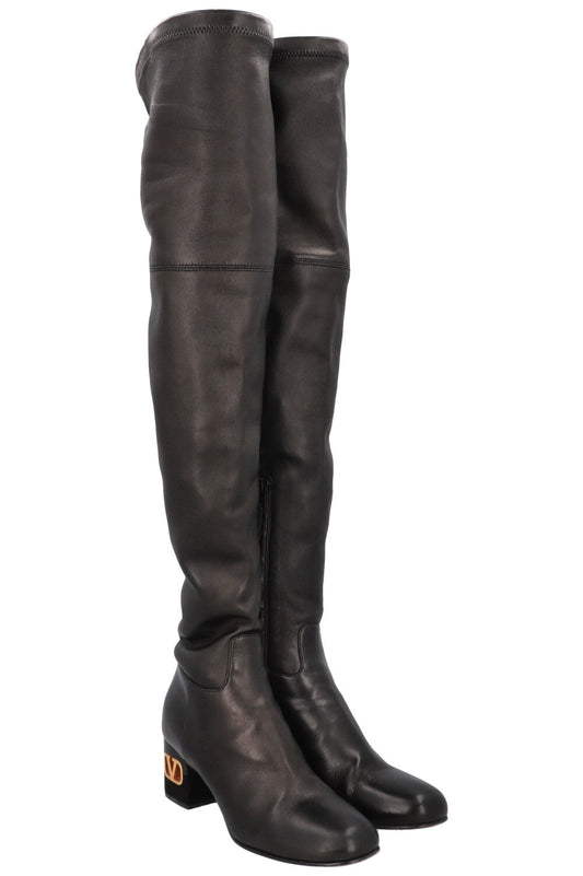 VALENTINO V Logo Boots Leather Black
