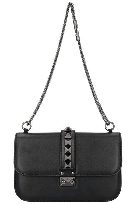VALENTINO Glam Lock Bag Leather All Black