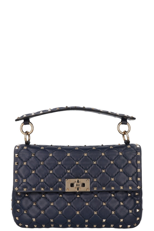 VALENTINO Medium Rockstud Spike Crossbody Bag Navy