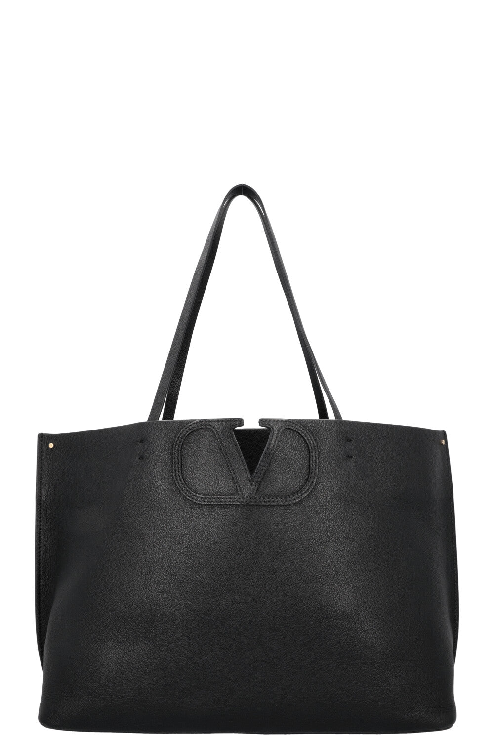 VALENTINO V logo Tote Bag Leather Black
