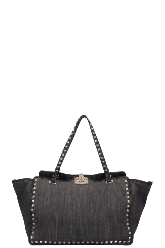 VALENTINO Small Rockstud Tote Bag Denim