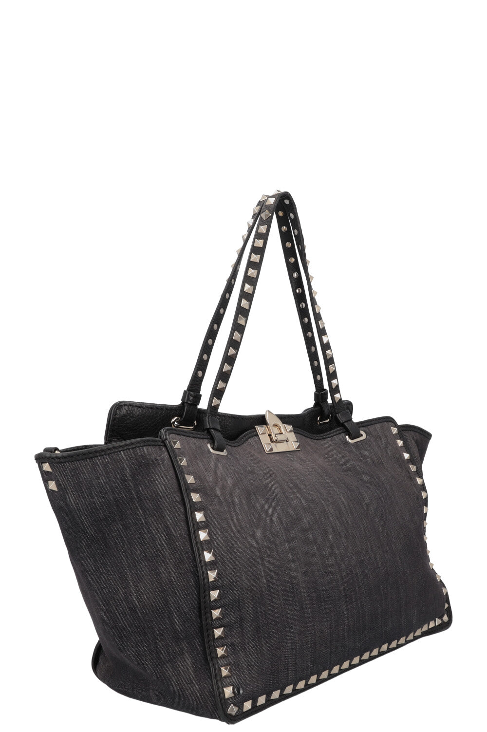 VALENTINO Small Rockstud Tote Bag Denim